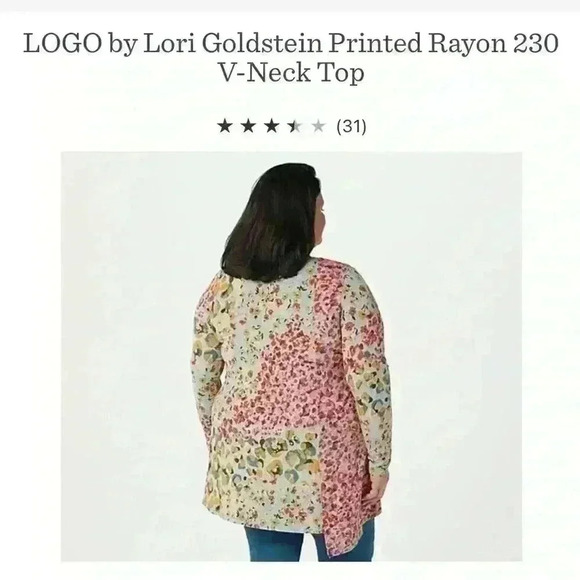 LOGO by Lori Goldstein XL Asymmetrical Hem Floral V-Neck Top Black Grey A389745 - Picture 13 of 14